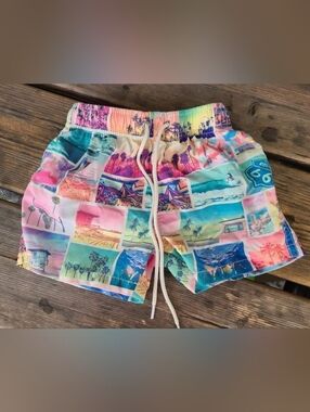 BINKY BRO SZ 18-24M VGUC COLORFUL BEACH THEME swim trunks w/ mesh lining